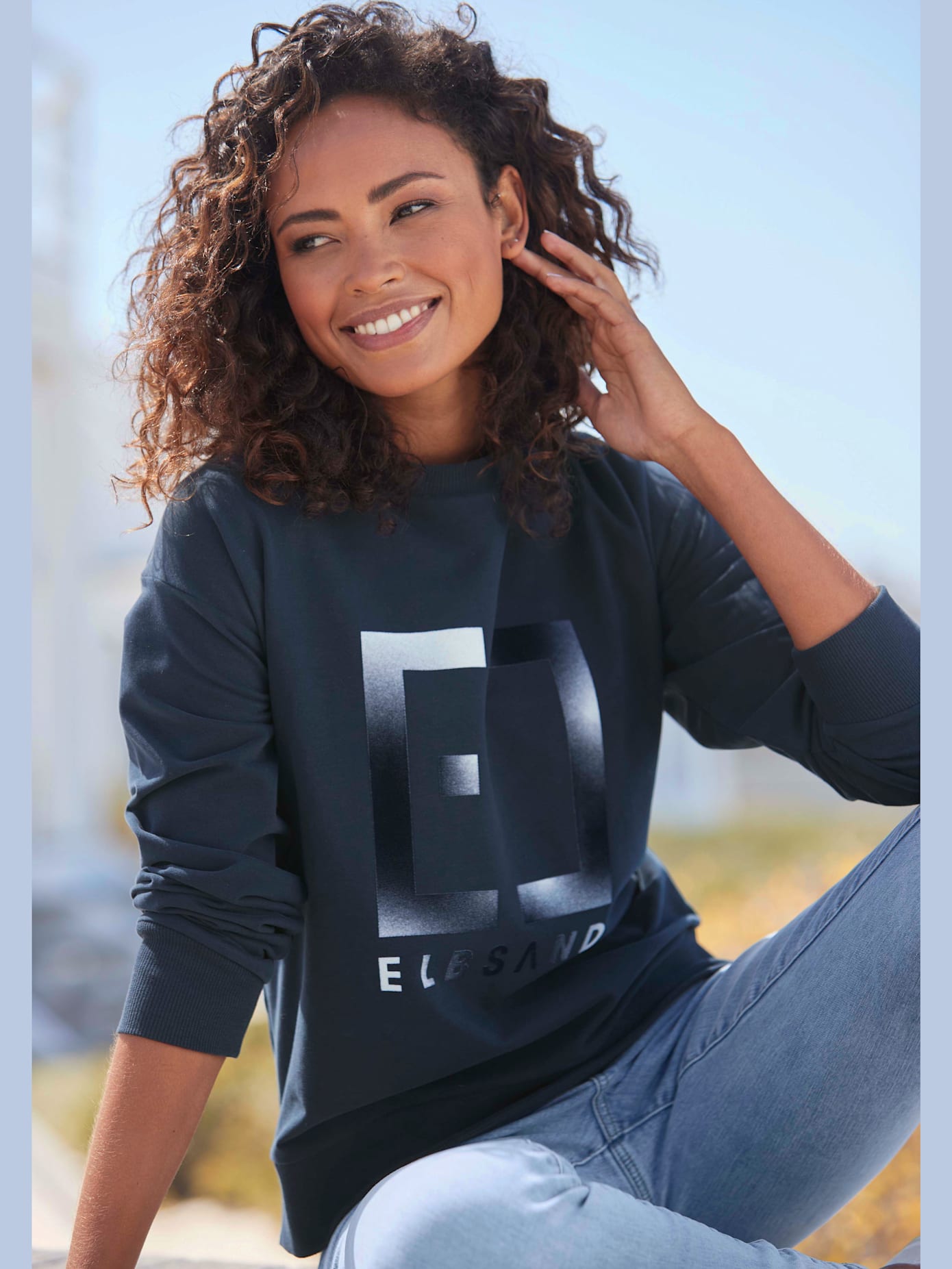 Sweat-shirt encolure ronde avec bords-côtes