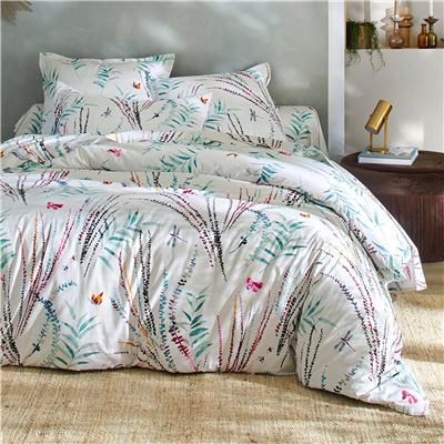Linge de lit imprimé végétal et papillons - BECQUET CRÉATION