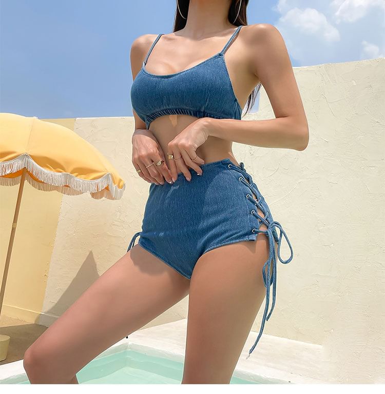 Moonrise badmode - Set: denim bikinitop + broekje