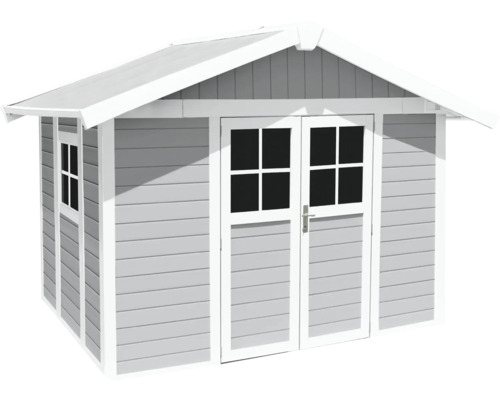 Grosfillex Lodge tuinhuis, L 370 x 295 cm, lichtgrijswit