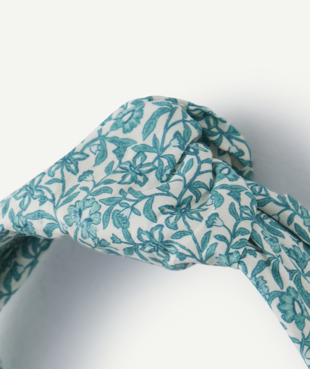SERRE-TÊTE FILLE EN TISSU IMPRIMÉ FLEURI VERT