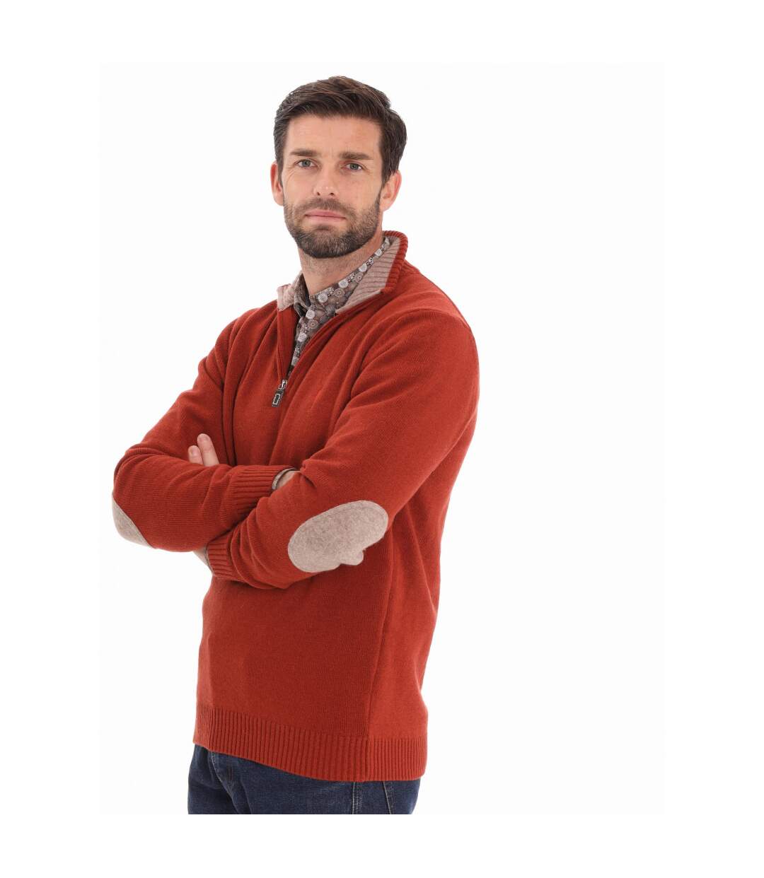 Pull zippé à coudières
