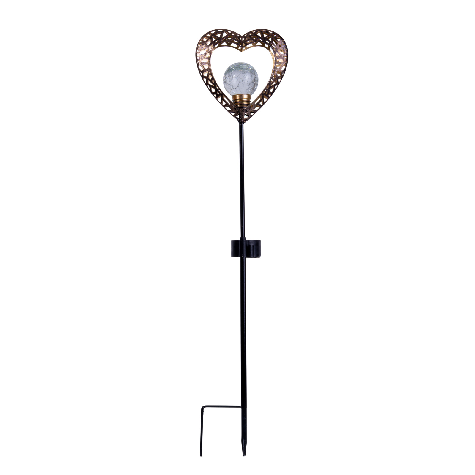 2er-Set LED-Solarleuchte HERZ - schwarz-gold - mit Erdspieß