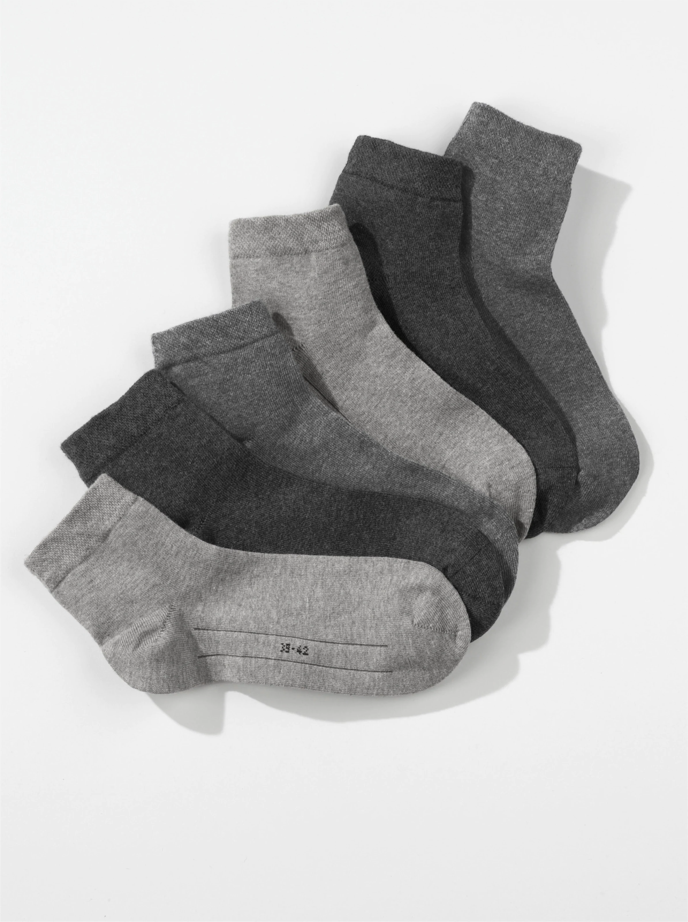 Camano Kurzschaft-Socken in 3x anthrazit + 2x grau + 2x hellgrau-meliert