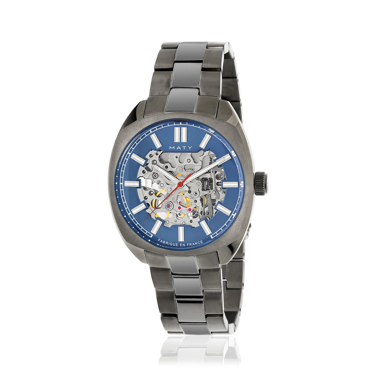 Montre homme squelette automatique acier bracelet acier