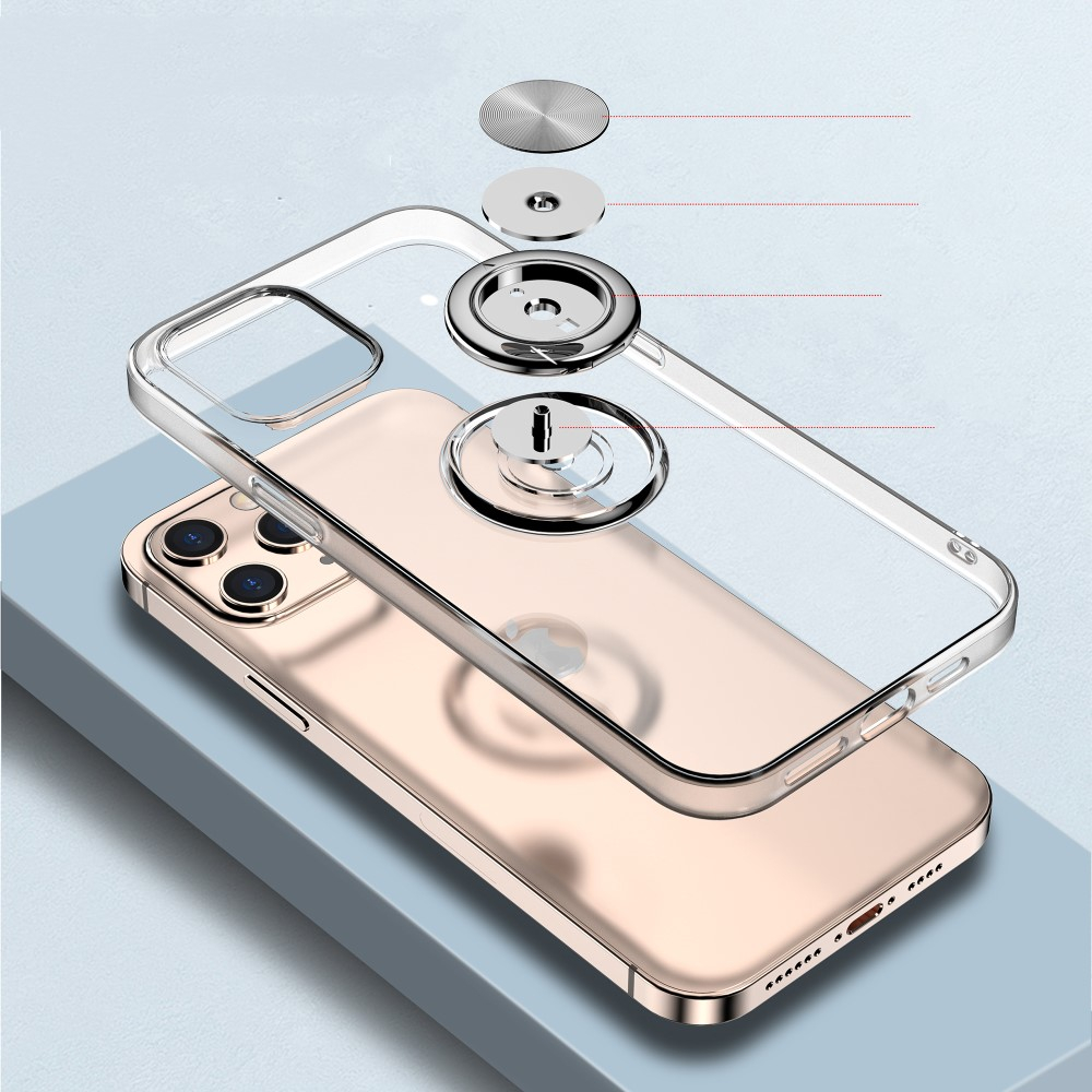iPhone 12 / iPhone 12 Pro Gummi Case Hülle   Magnetischer Kickstand Haltering - Transparent