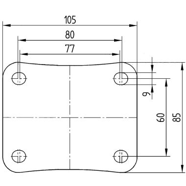 TENTE 3477 PVJ 080 P62 zwart zwenkwiel met rem 80 mm