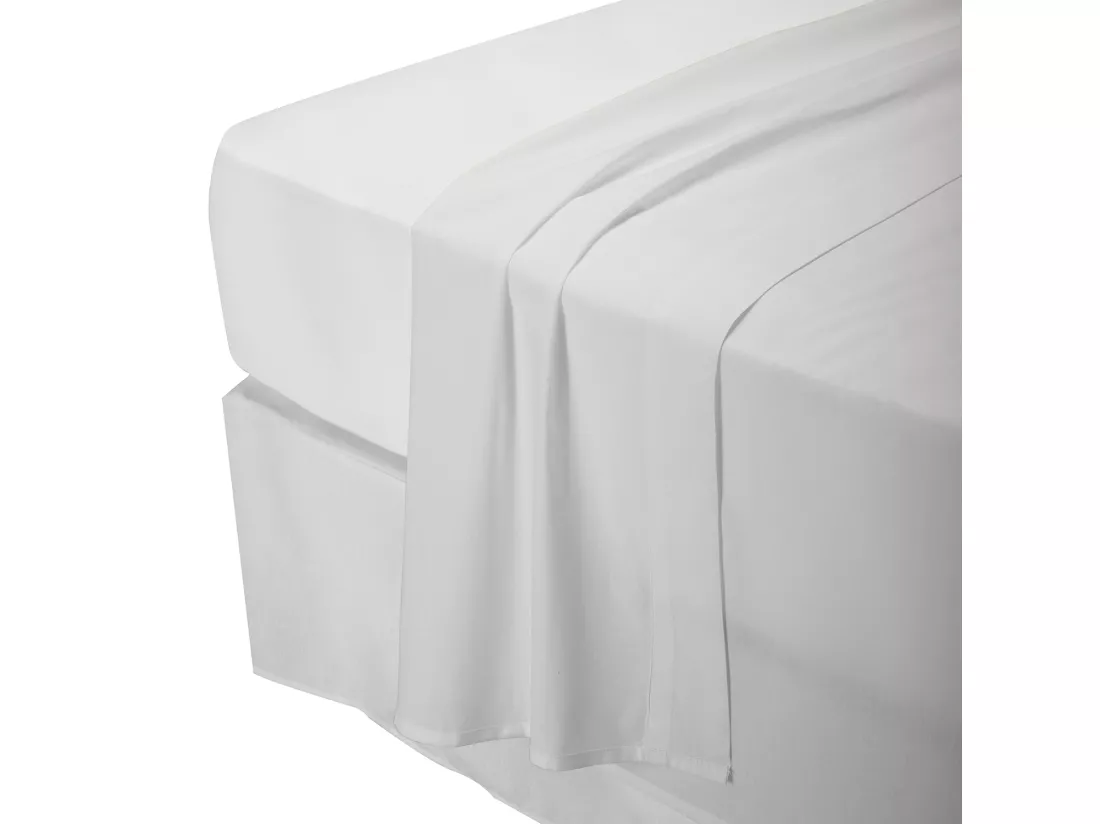 Ensemble de literie en percale blanc 100% coton 200 fils au pouce carré Blanc
