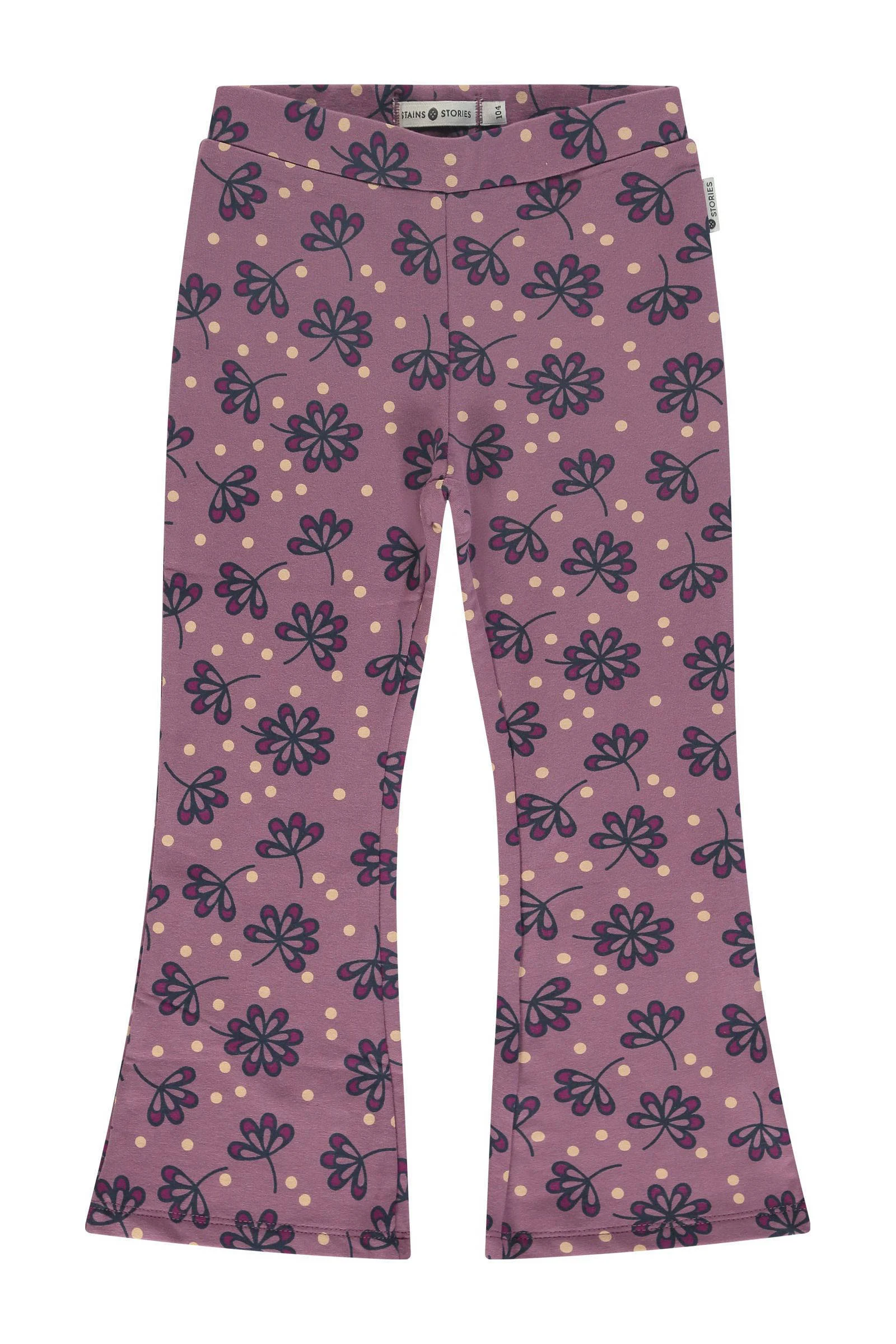 Stains&Stories gebloemde flared broek oudroze/blauw