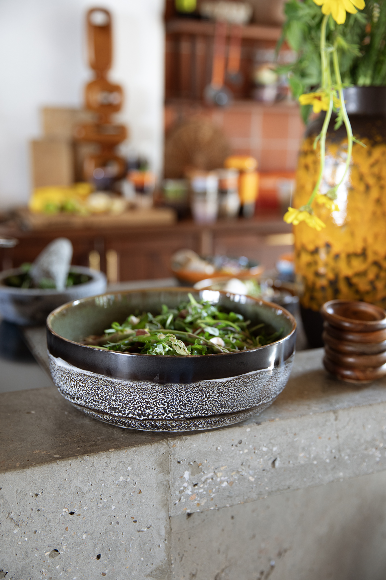 Servies 70's Ceramics salade schaal Rock On