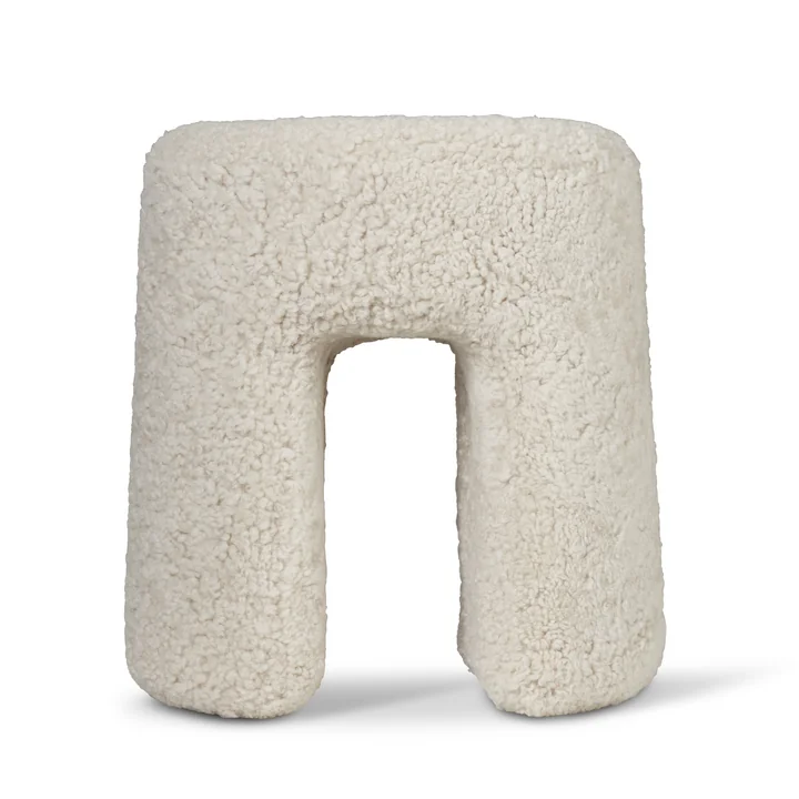 Fredericia - Sequoia Pouf Ø 40 cm, Lammfell Moonlight