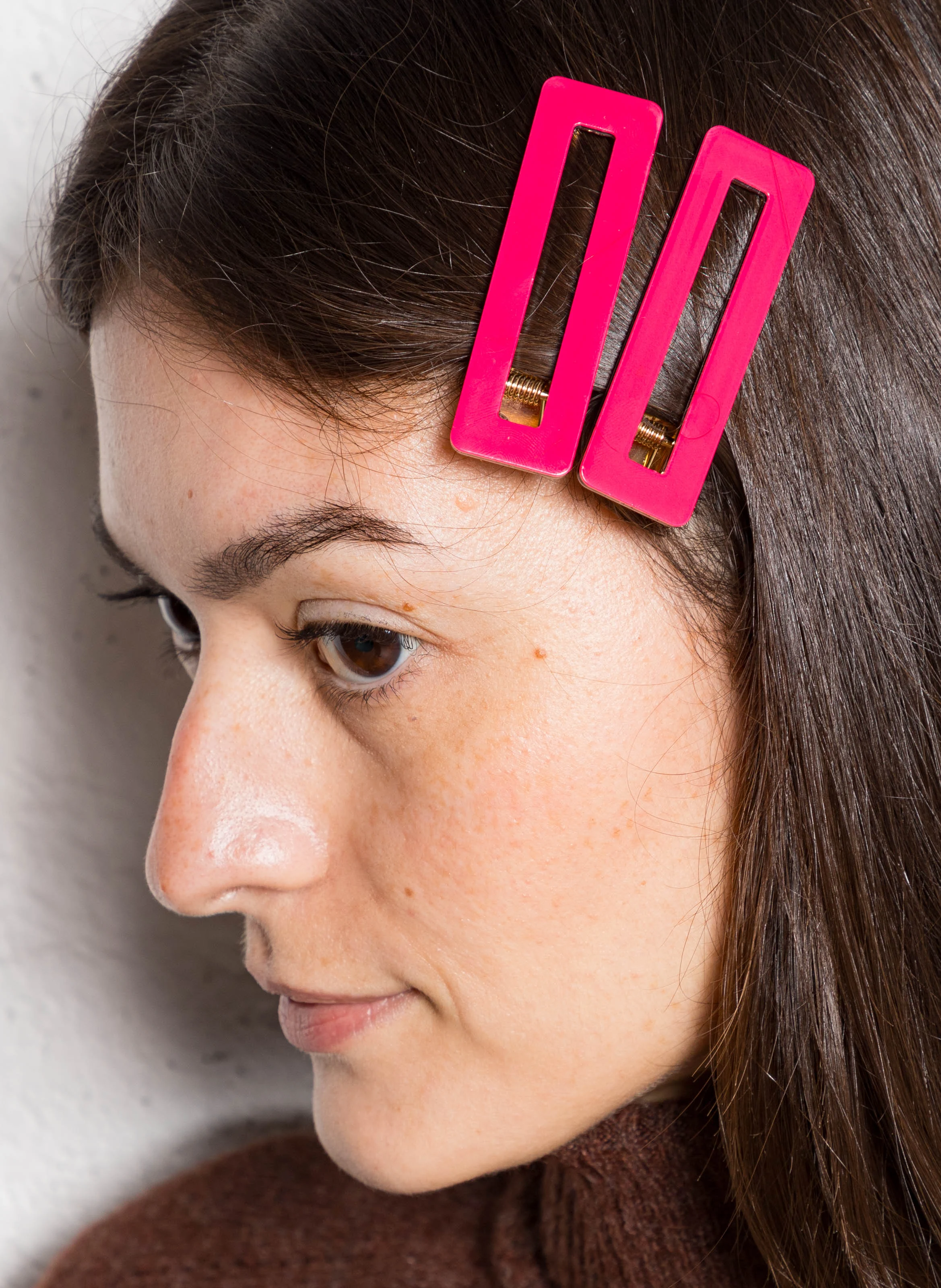 Lot de 2 barrettes carrées | Rose