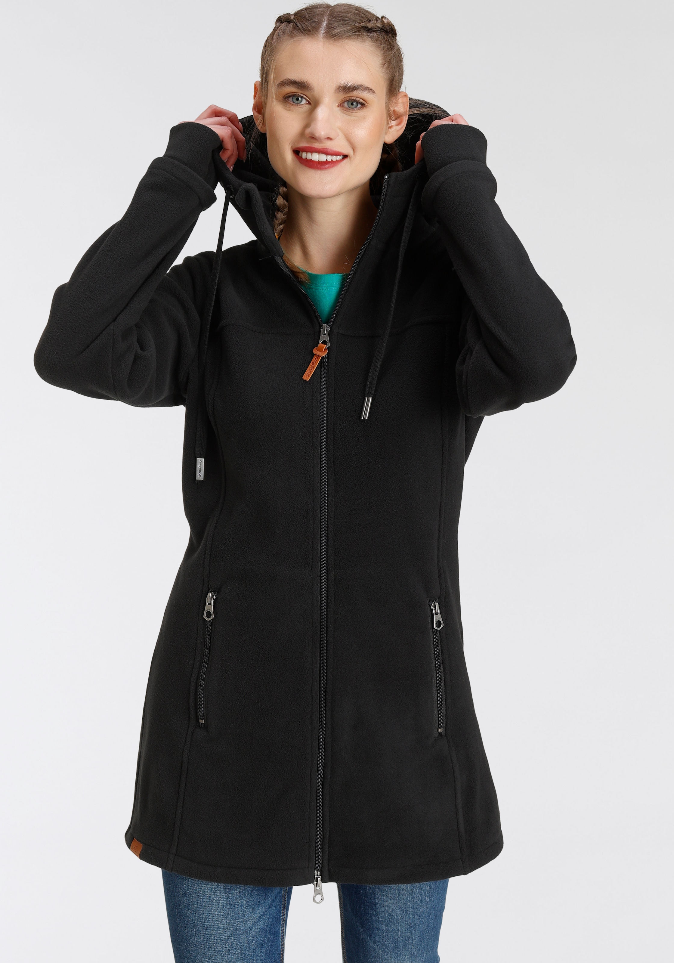 KangaROOS Fleecejacke mit Kapuze figurbetonter Schnitt,  mit Kapuze,  mit 2-Wege-Reissverschluss