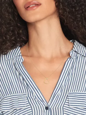 Colar folheado a ouro com coração e cristal