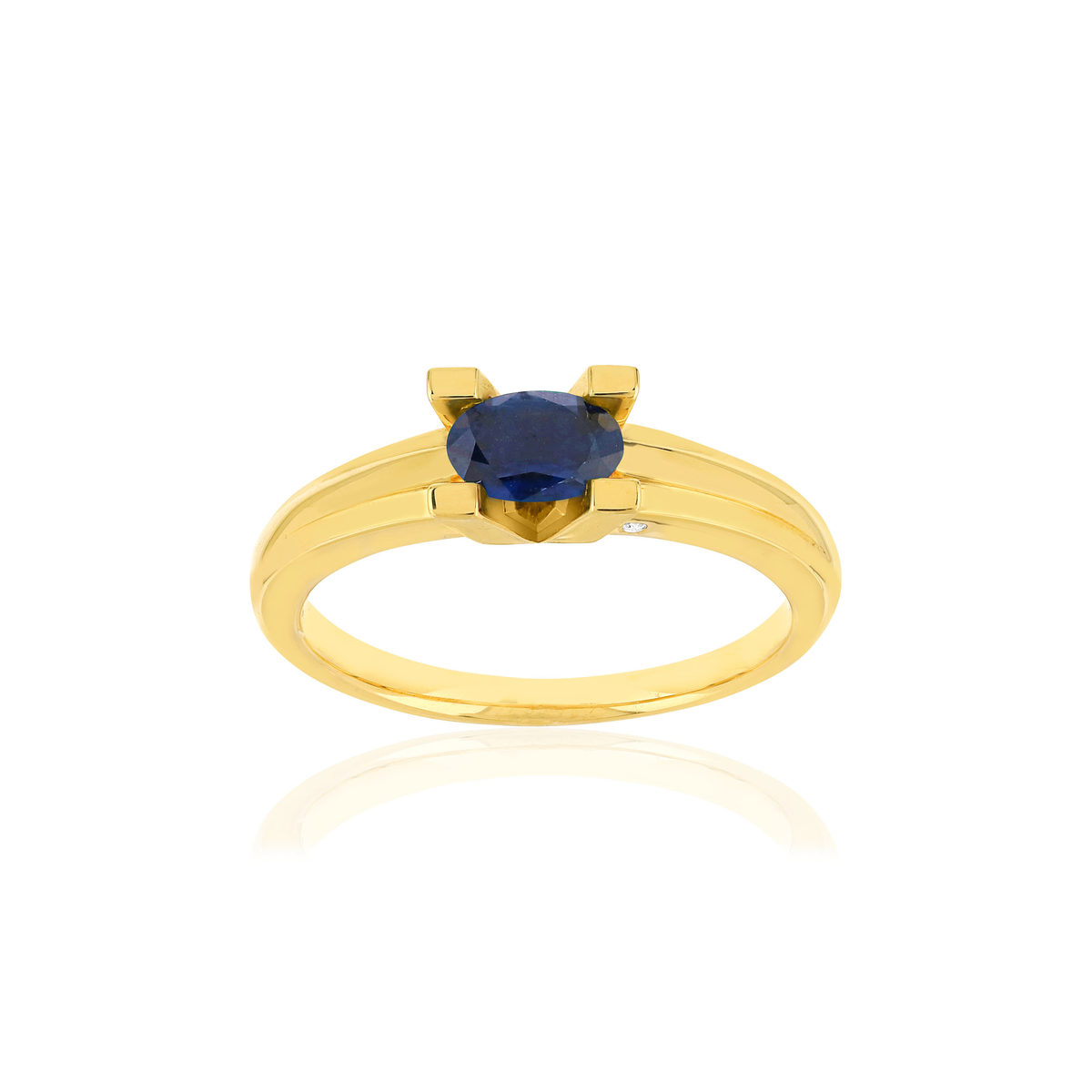Bague VAN BRILL or jaune 750, saphir, diamant.