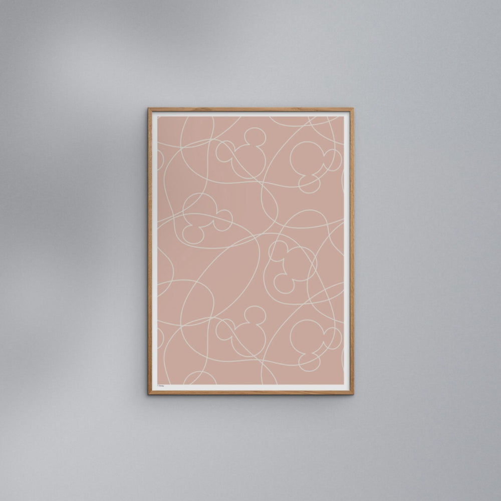 Køb Poster & Frame Disney - Pink & White Mickey Outline