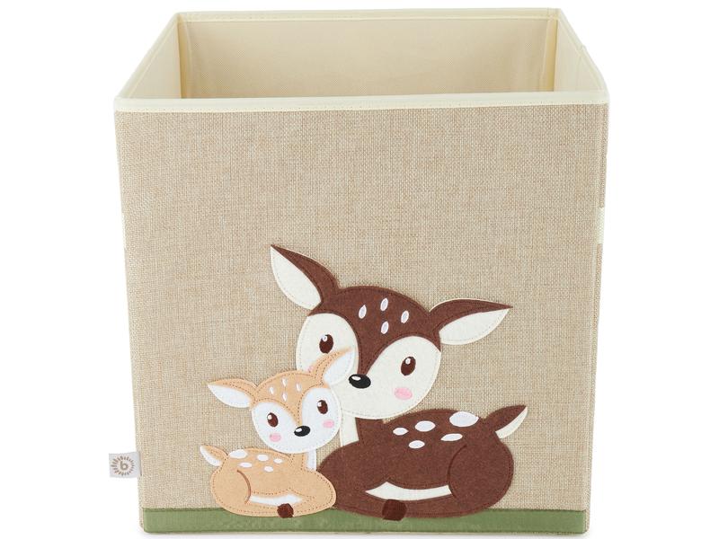 bieco Spielzeugbox Rehe liegend 32 x 32 x 32 cm Aufbewahrungsbox für Spielzeuge
