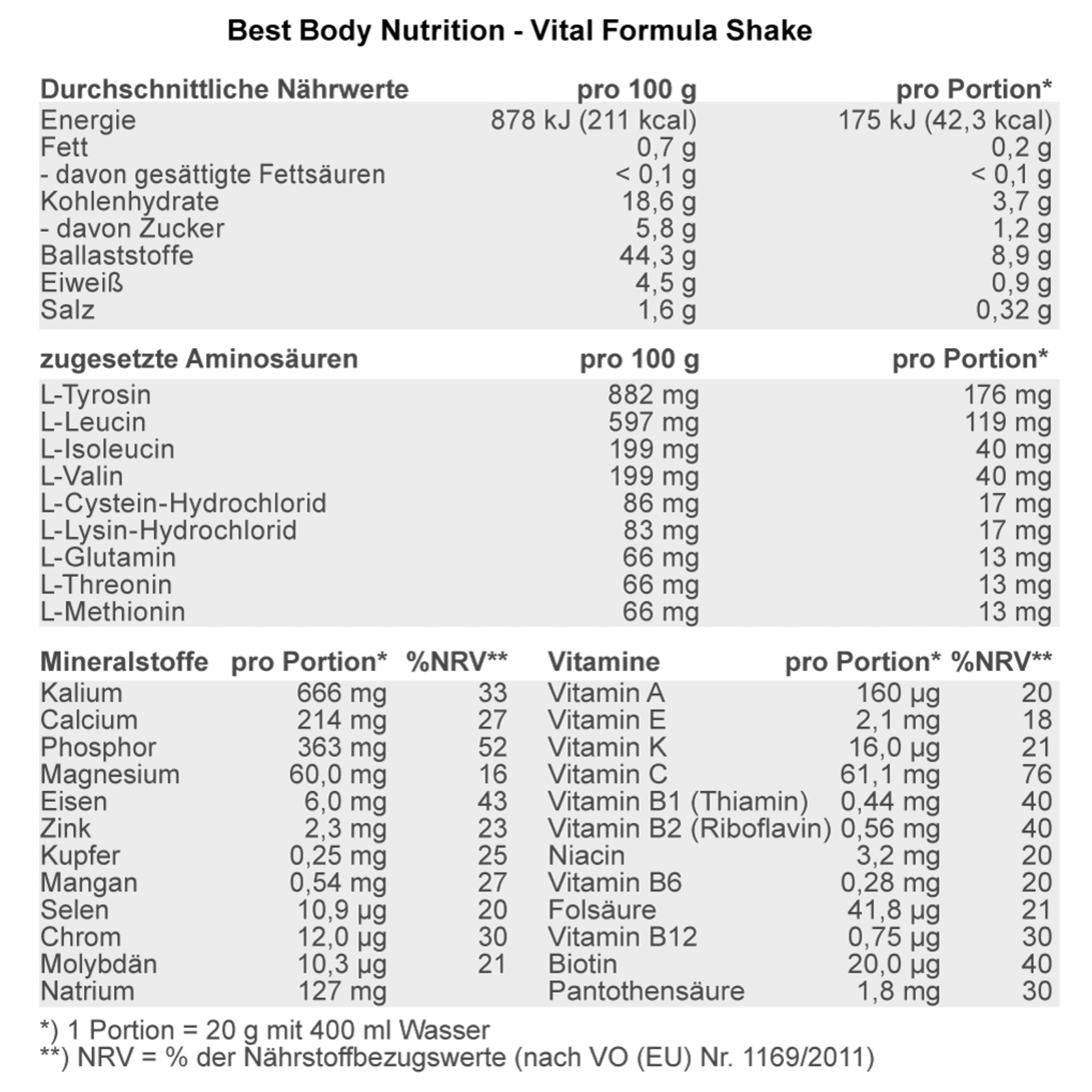 Vital Formula Shake (500g)
