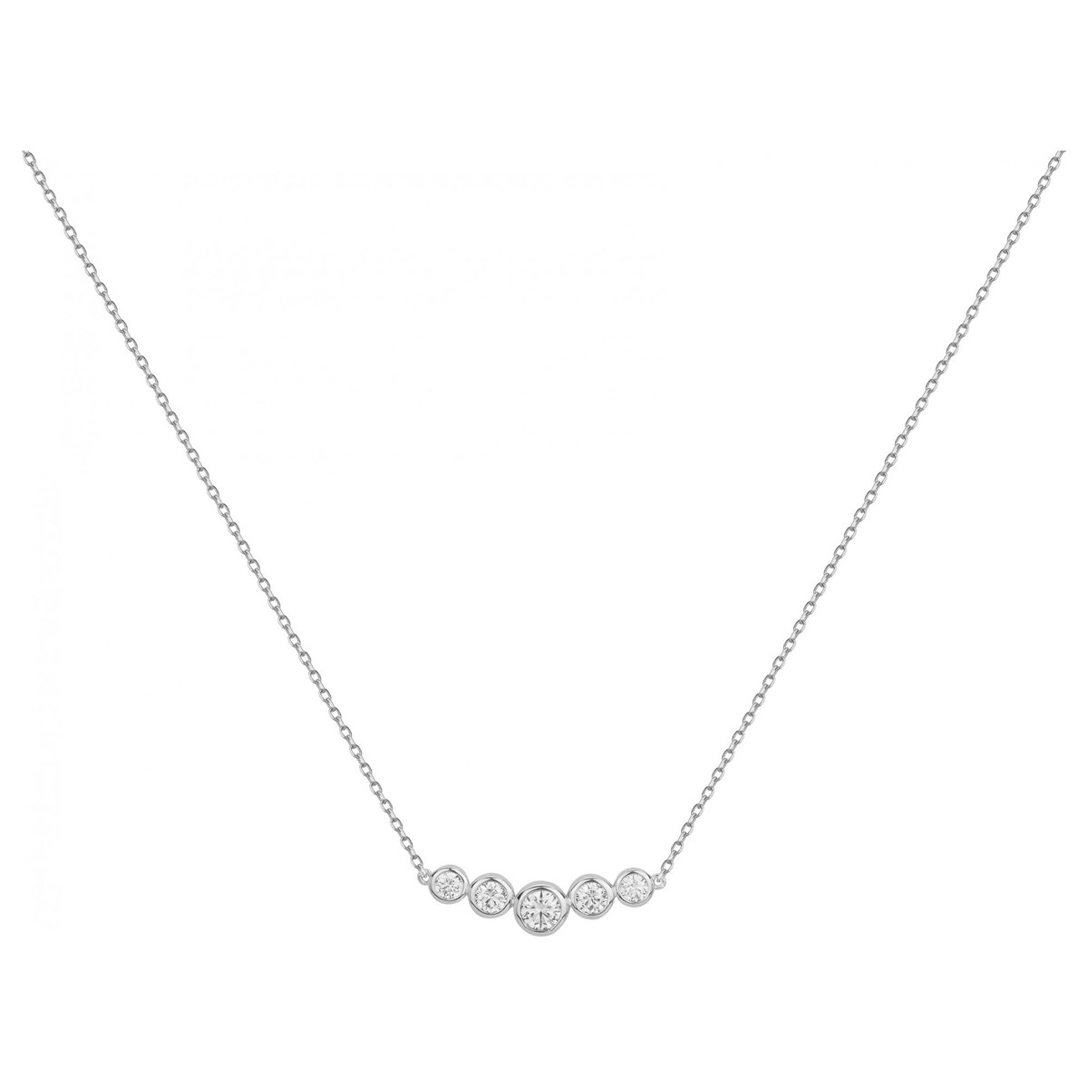 Collier mono-motif en Argent avec oxyde de zirconium blanc