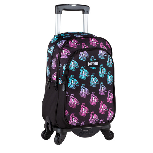 Mochila escolar Fortnite Lhama com dois compartimentos + carrinho para brinquedos com 4 rodas giratórias 360°