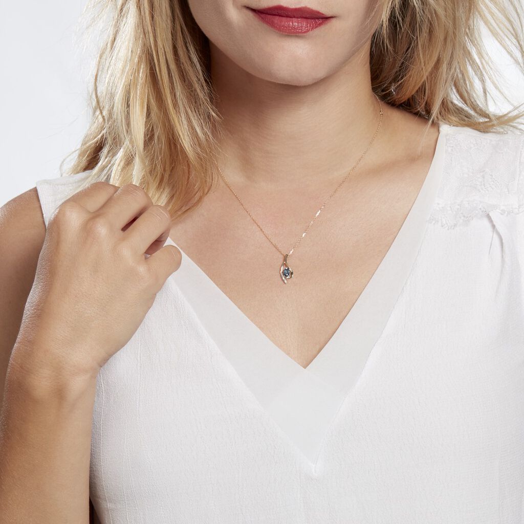 Collier Or Jaune Sagesse Topaze Oxydes De Zirconium