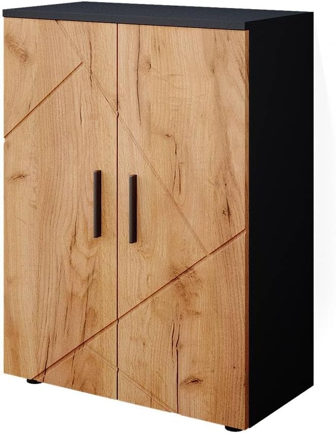 Vicco Midischrank Anthrazit/Goldkraft Eiche Irma 60x81x30 cm - Badezimmermöbel, Zwei Türen bieten verdeckten Stauraum für Pflegeprodukte & Handtücher