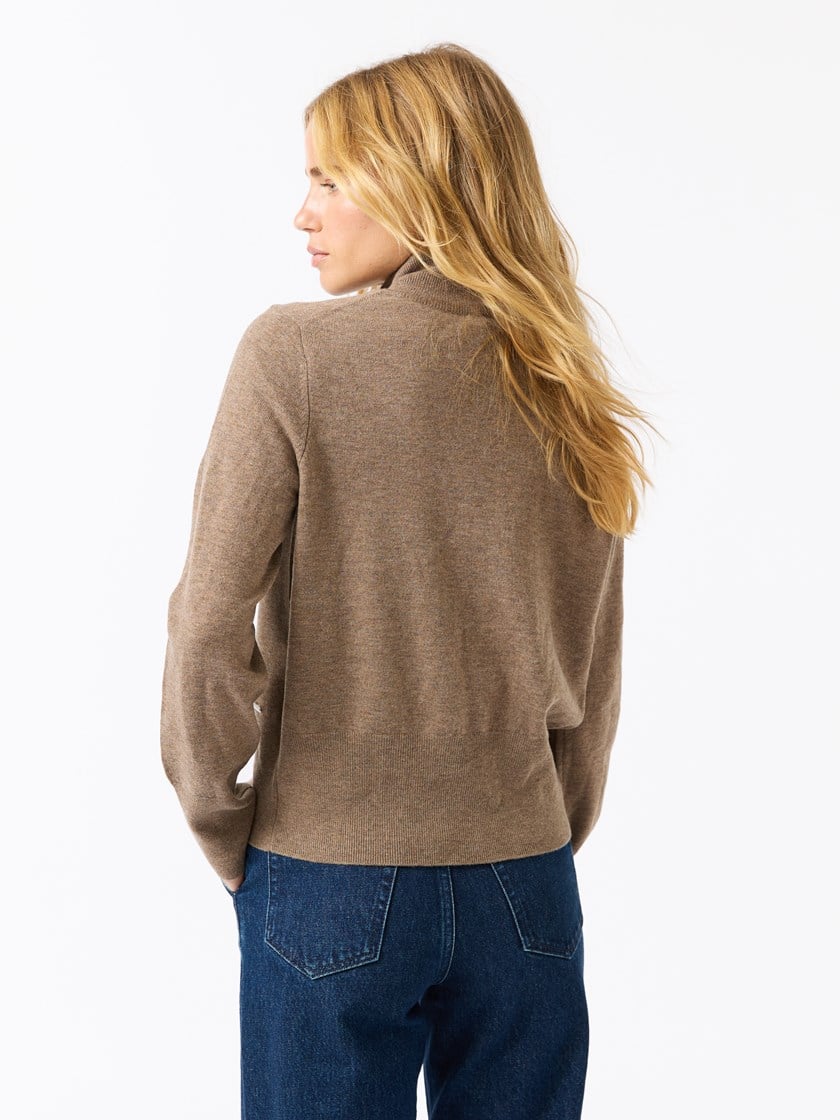 Manel cardigan i merinoull Shitake