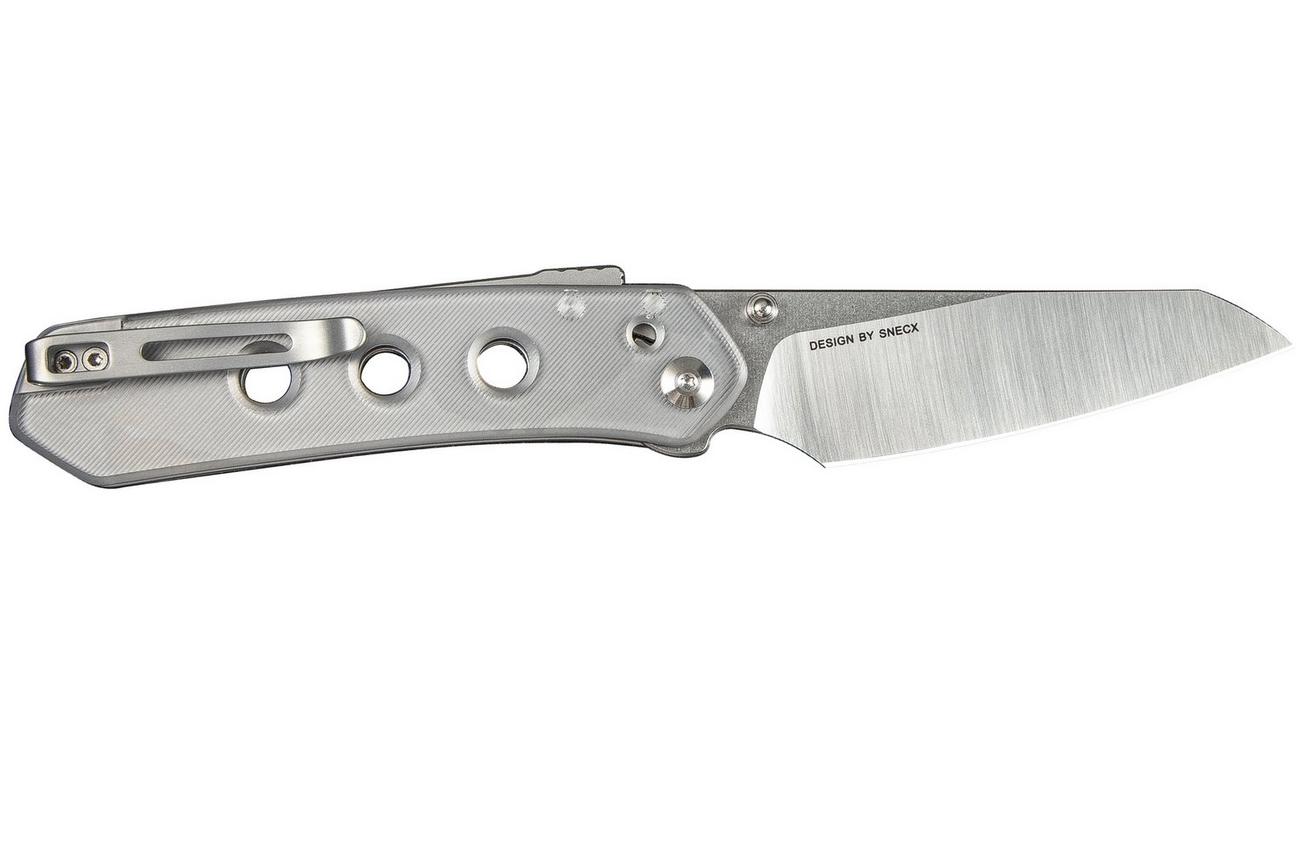 Civivi Vision FG C22036-7 Satin Nitro-V, Stonewashed Flat, Polished Clear Lexan, zakmes, Snecx Tan design