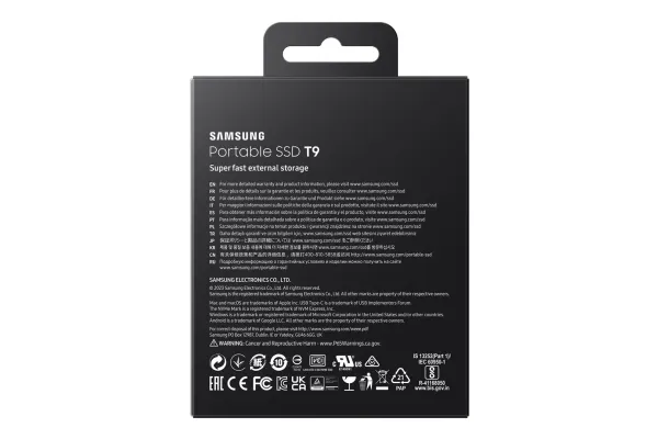 Samsung T9 MU-PG2T0B - SSD - krypteret - 2 TB - ekstern (bærbar) - USB 3.2 Gen 2x2 (USB-C stikforbindelse) - 256-bit AES - sort
