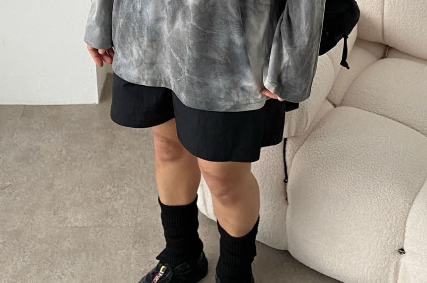 SeoulPop - T-shirt met lange mouwen en tie-dye-effect in twee delen, losvallend