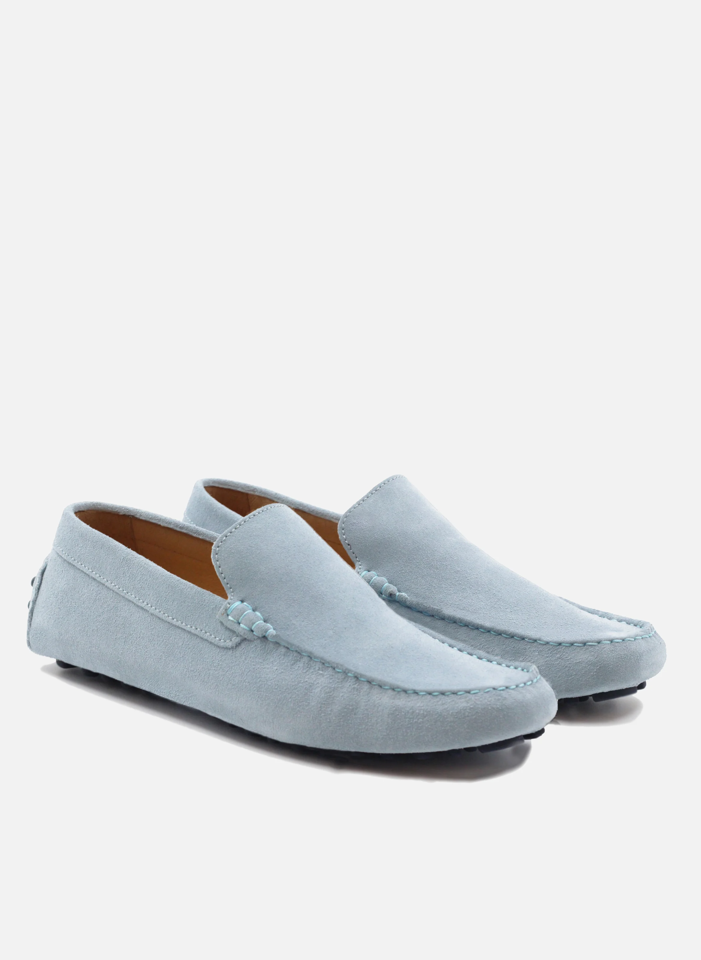 Mocassins picots doublés cuir daim | Bleu