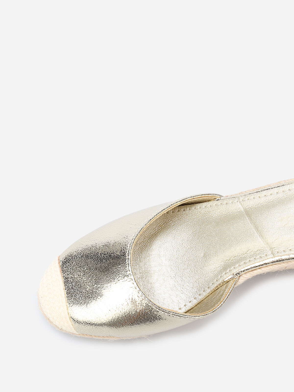 Espadrilles compensées avec ruban à nouer- Doré