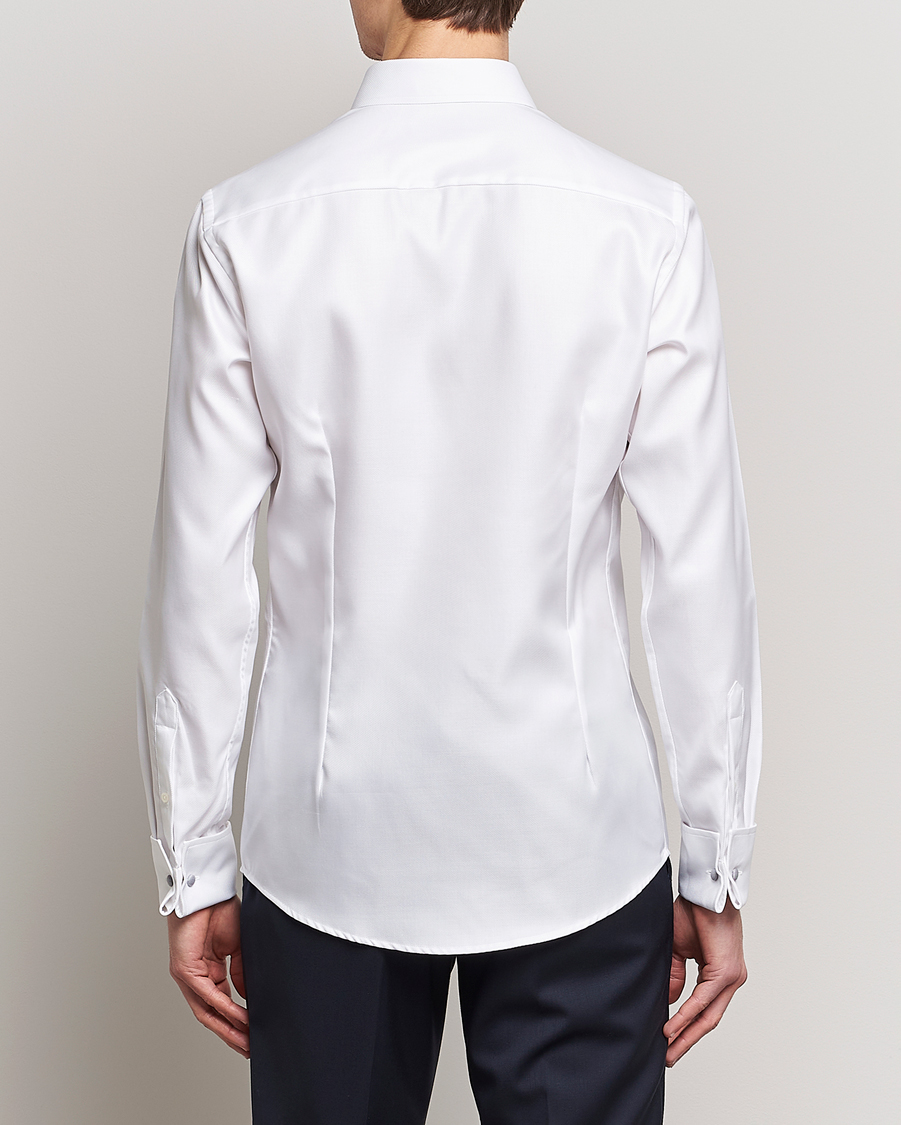 Eton Slim Fit Twill Double Cuff Shirt White