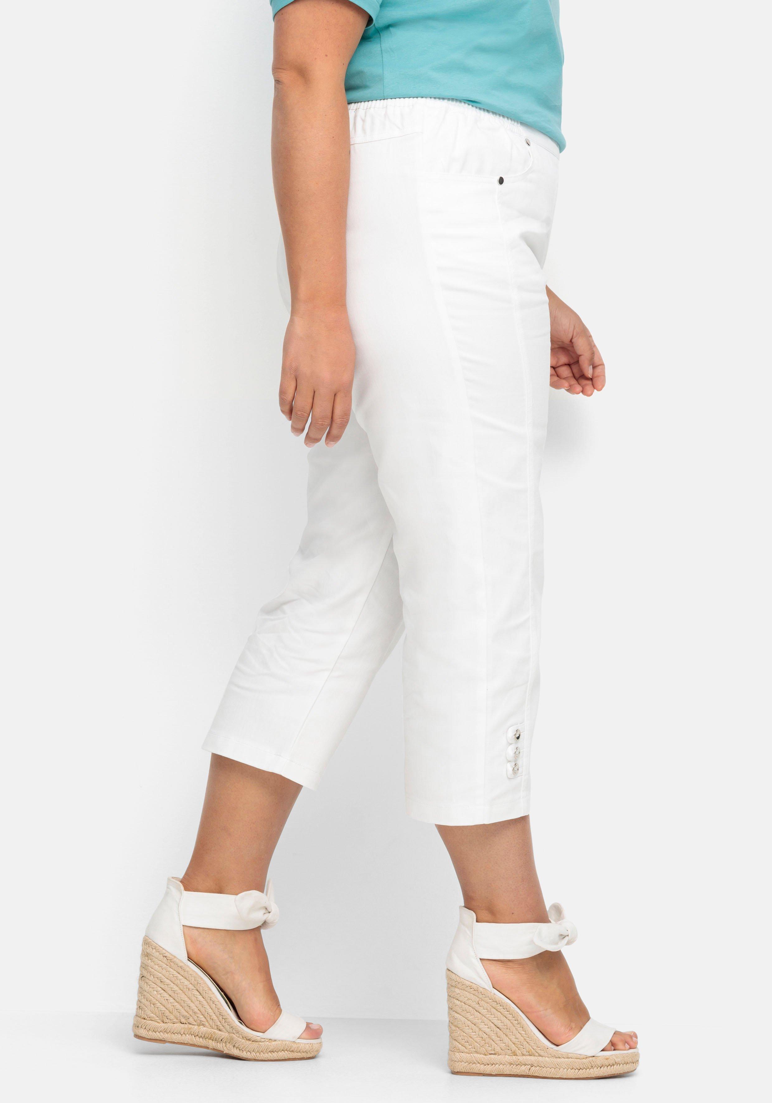 7/8-Jeans mit Zierknöpfen am Saum