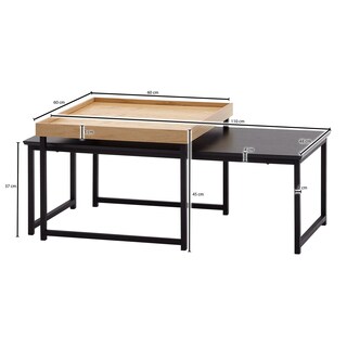 CASAVANTI Couchtisch 2er Set Schwarz/ Eiche