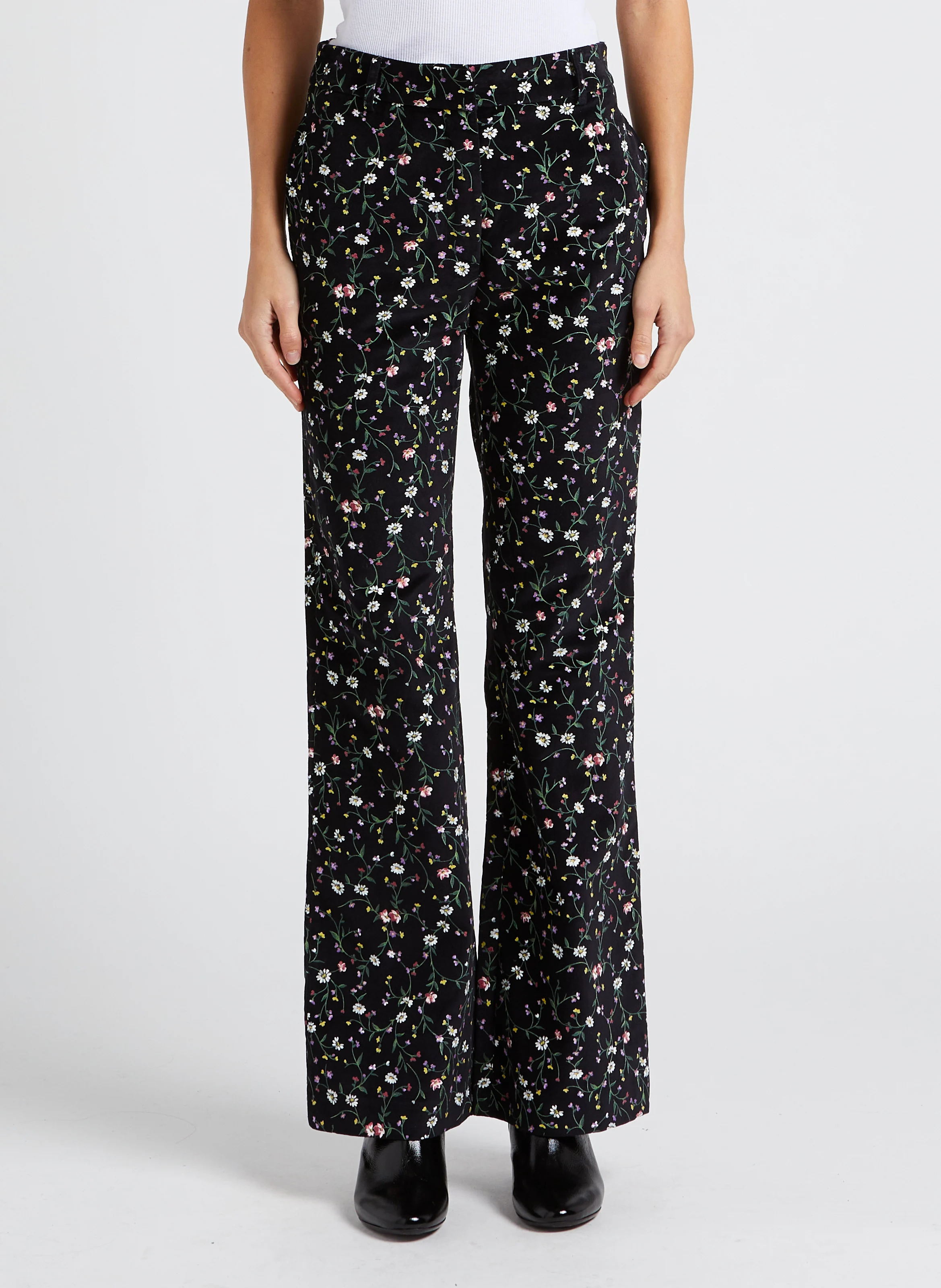 CRISTOF - Pantalon droit taille haute en coton | Noir