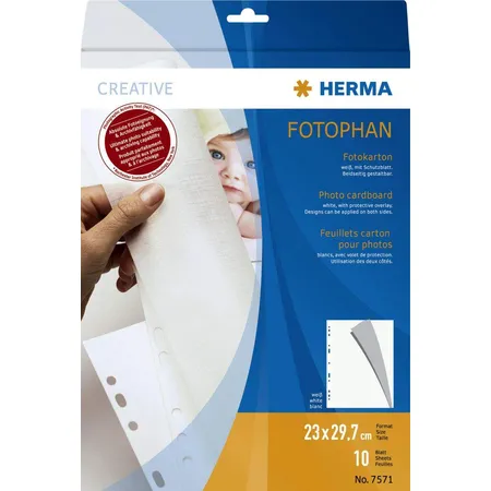 HERMA Fotokarton, 230 x 297mm, weiß, 10 Blatt