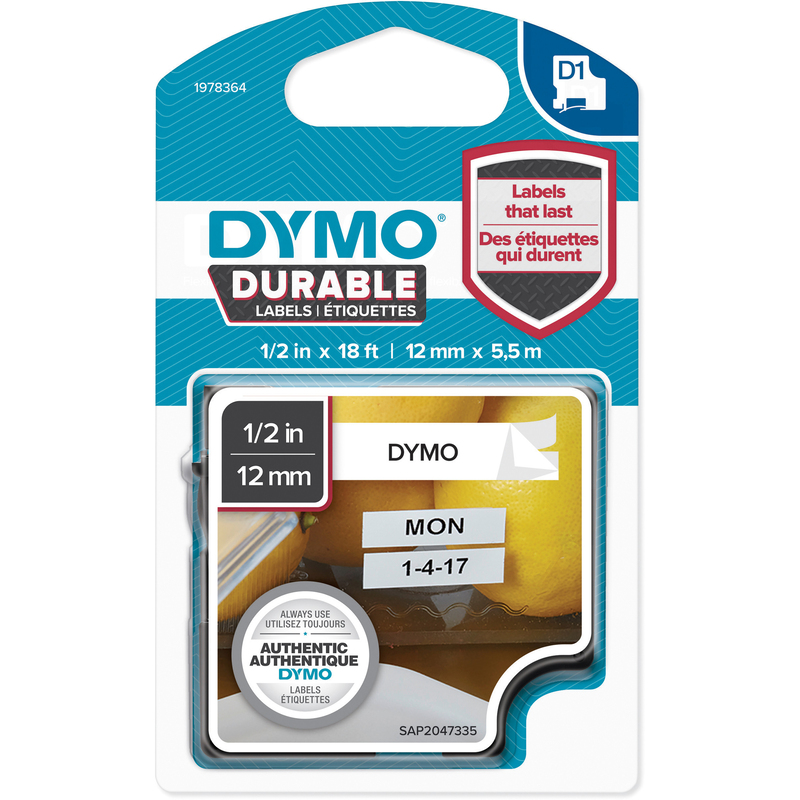 Dymo Band D1, 1978364, 12 mm, schwarz auf weiss