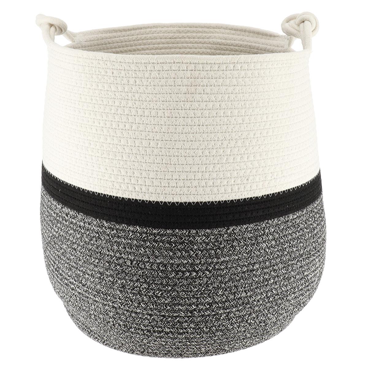 PANIERE A LINGE D.40X42CM NATUREL NOIR CHINE