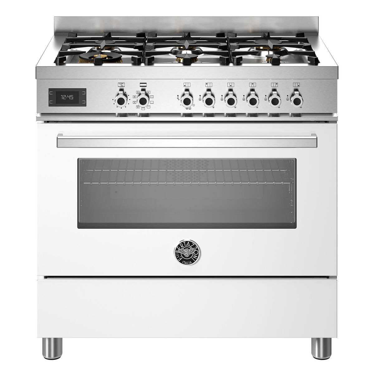PRO96L1EBIT Professional Gasskomfyr med ovn 90 cm, Hvit