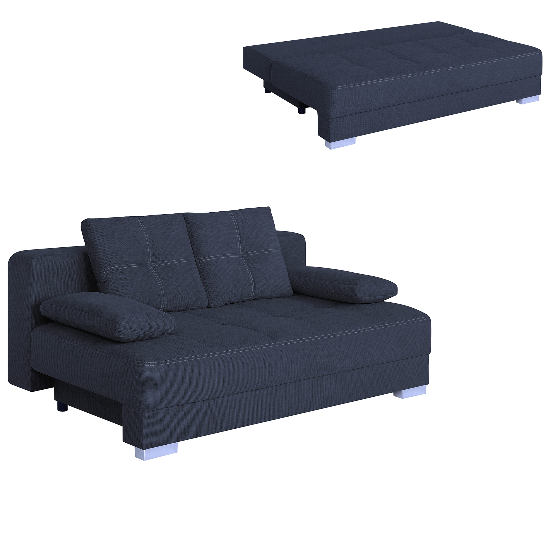 Schlafsofa - deep blue - mit Staukasten - Dauerschläfer
