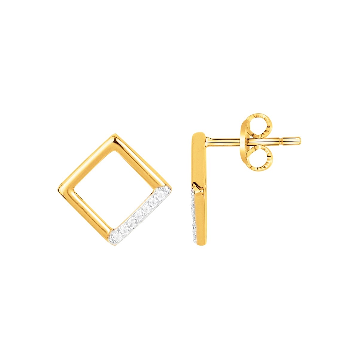 Boucles d'oreilles clous en Plaqué Or avec oxyde de zirconium blanc