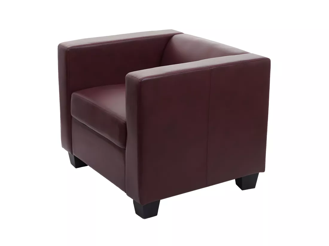 Fauteuil lounge Lille, similicuir, rouge-brun