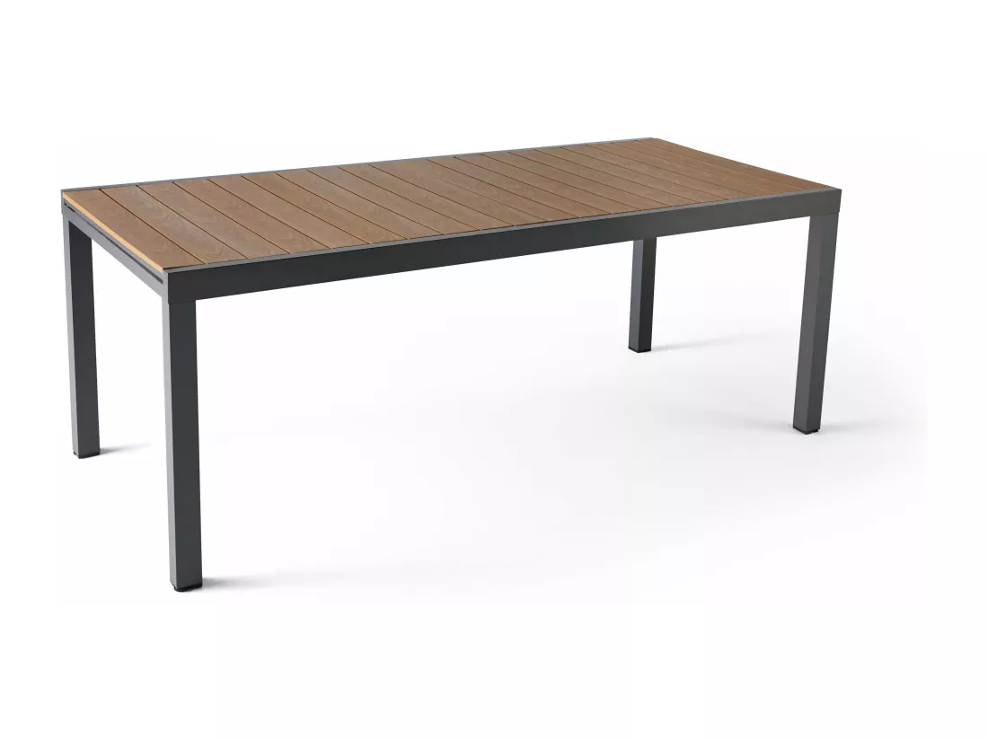 Table extensible en aluminium et bois synthétique marron