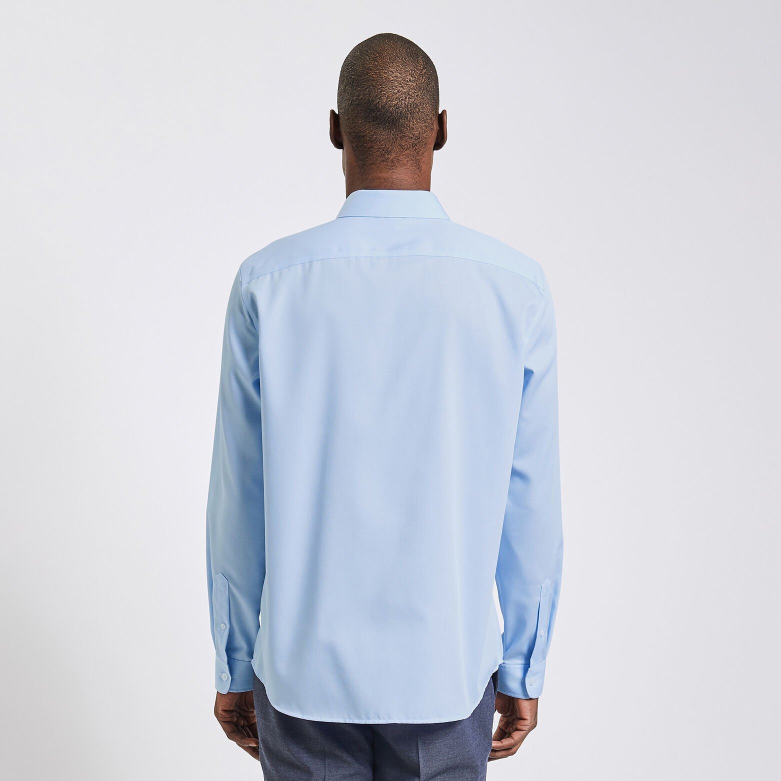 Chemise regular sans repassage unie coton Bleu clair