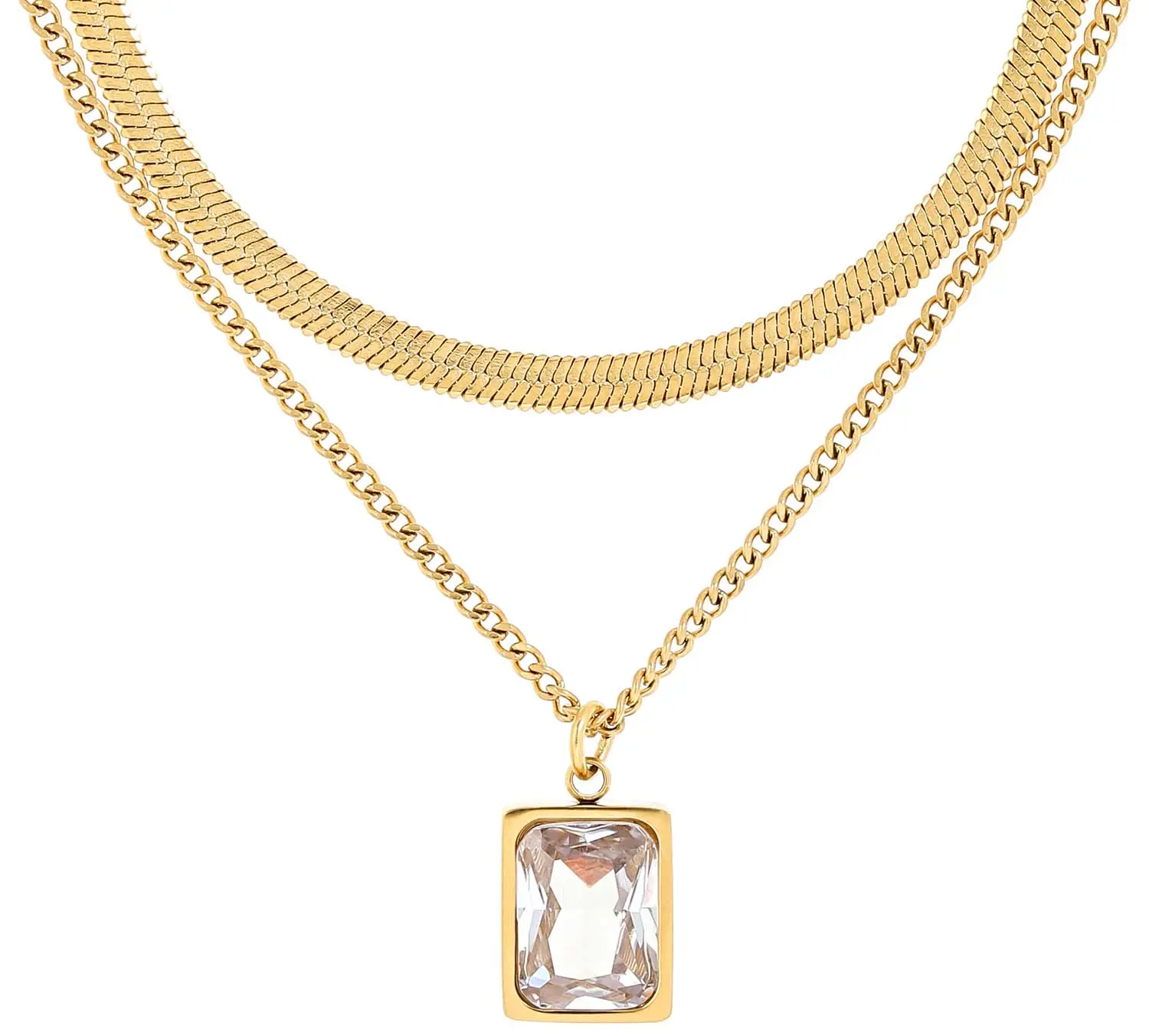Layering Kette - Steel Rectangle