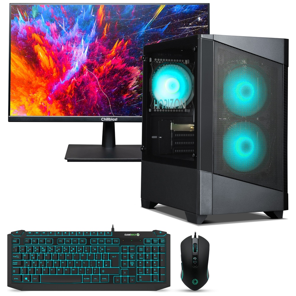 Horizon 500 R5 Gaming-PC mit 16 GB RAM, 500 GB SSD, 24-Zoll-Monitor, Tastatur und Maus (Bundle)