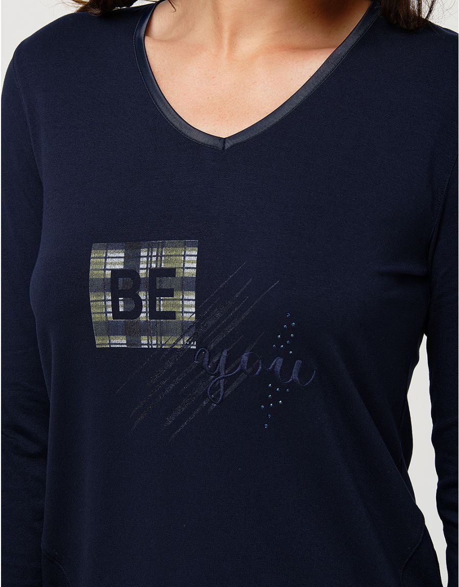 T-shirt marine imprimé