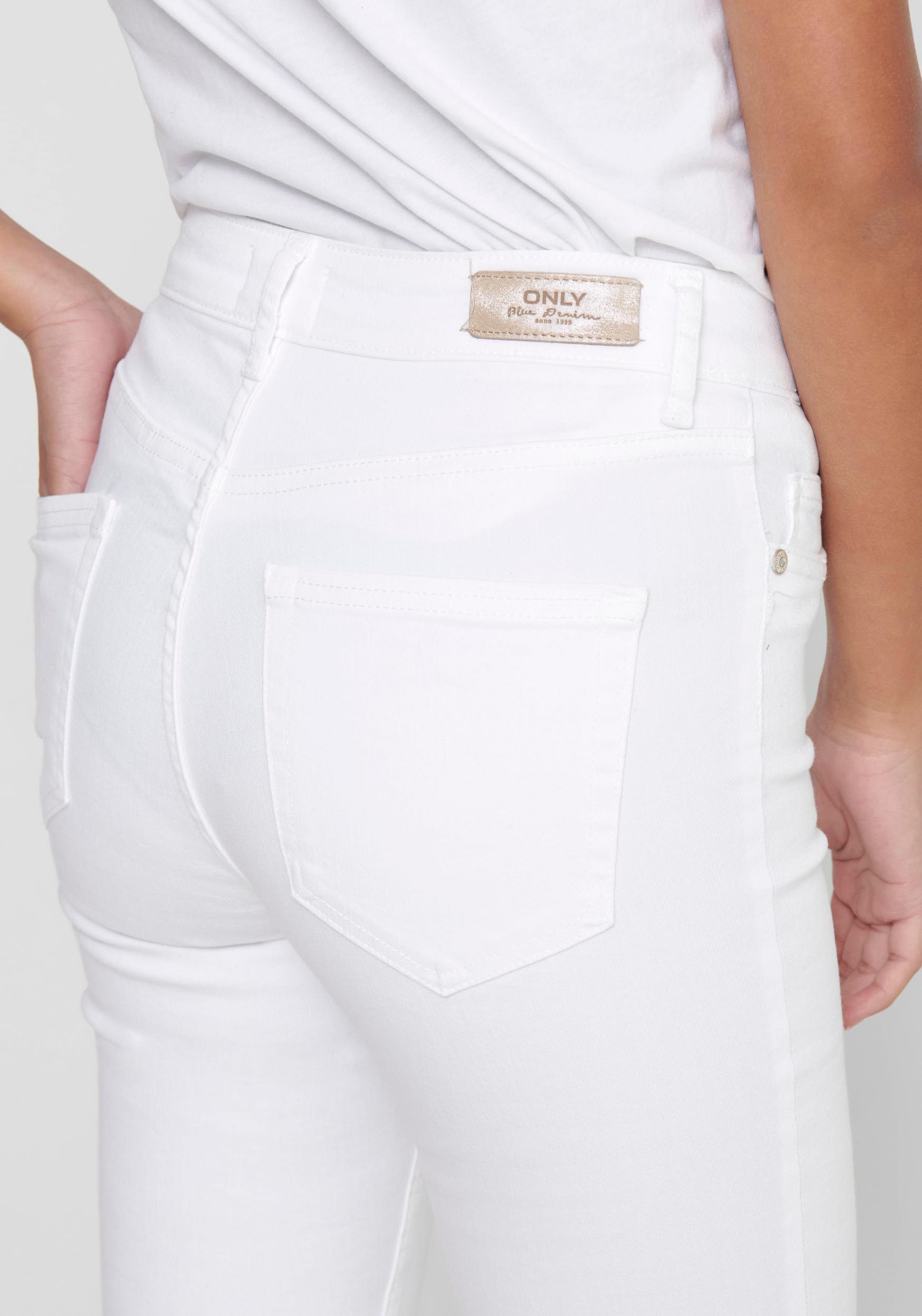 ONLY Ankle-Jeans »ONLBLUSH MID SK RW ANK DNM REA0730 NOOS«, skinny fit, Denim/Jeans, Baumwollmischung, ausgefranst, unifarben