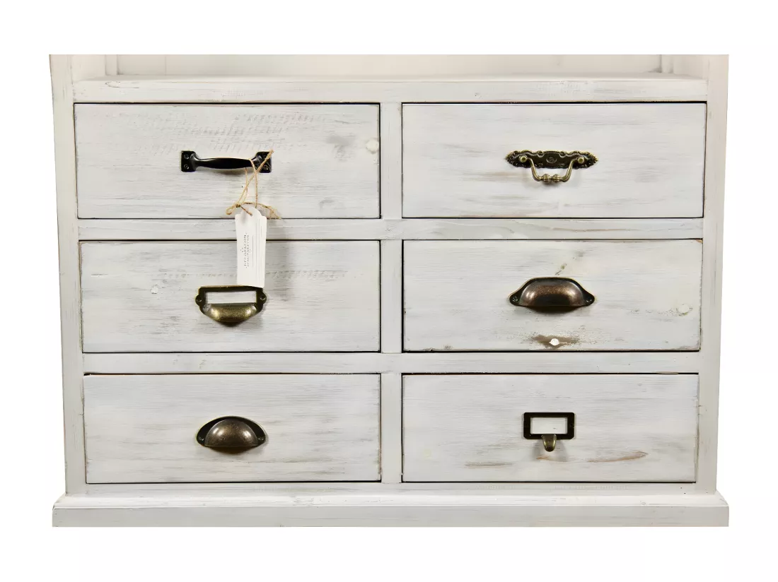 Vaisselier 6 tiroirs Bois Blanc - Décoration d'Autrefois